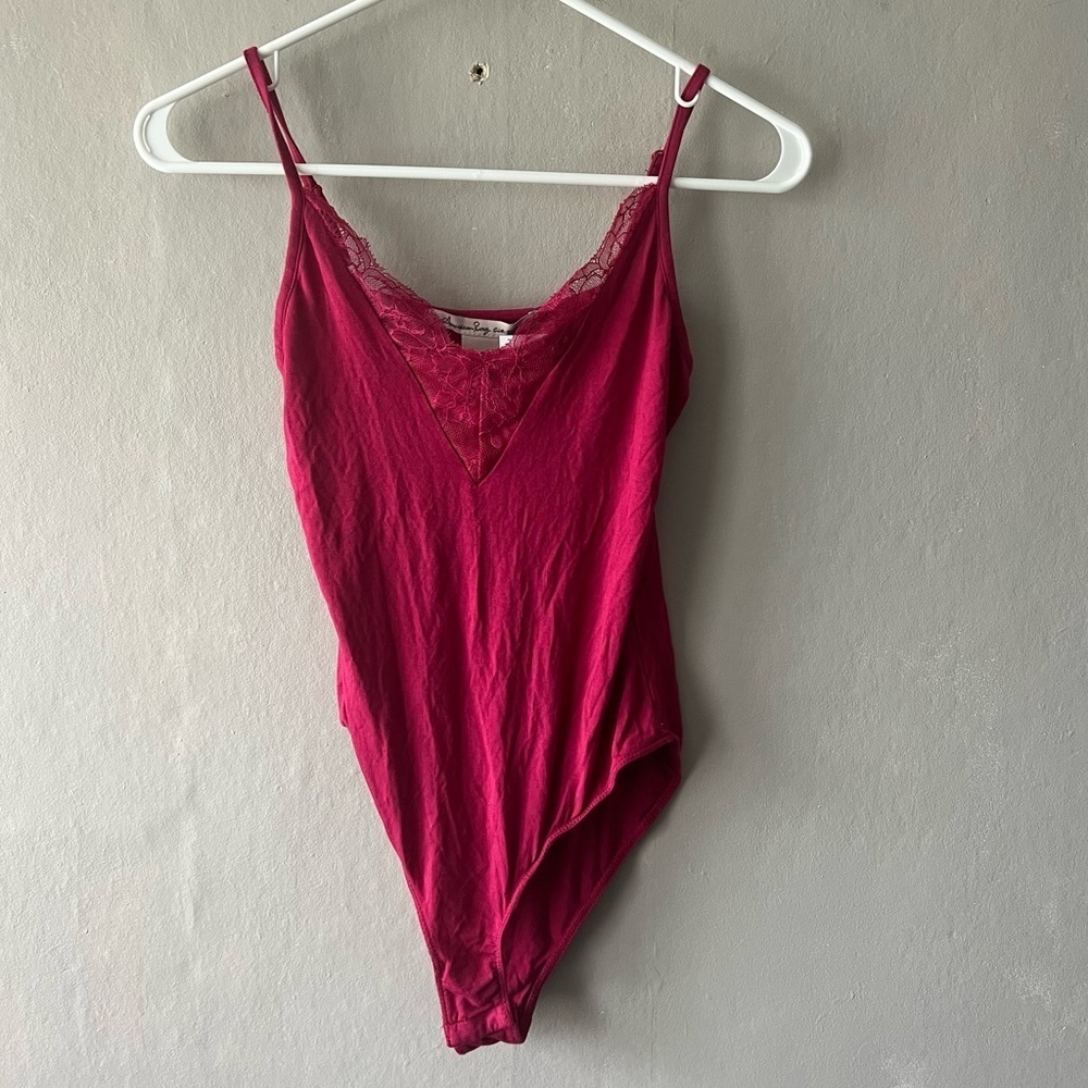 American Rag Red Lace Bodysuit Size Small NWT